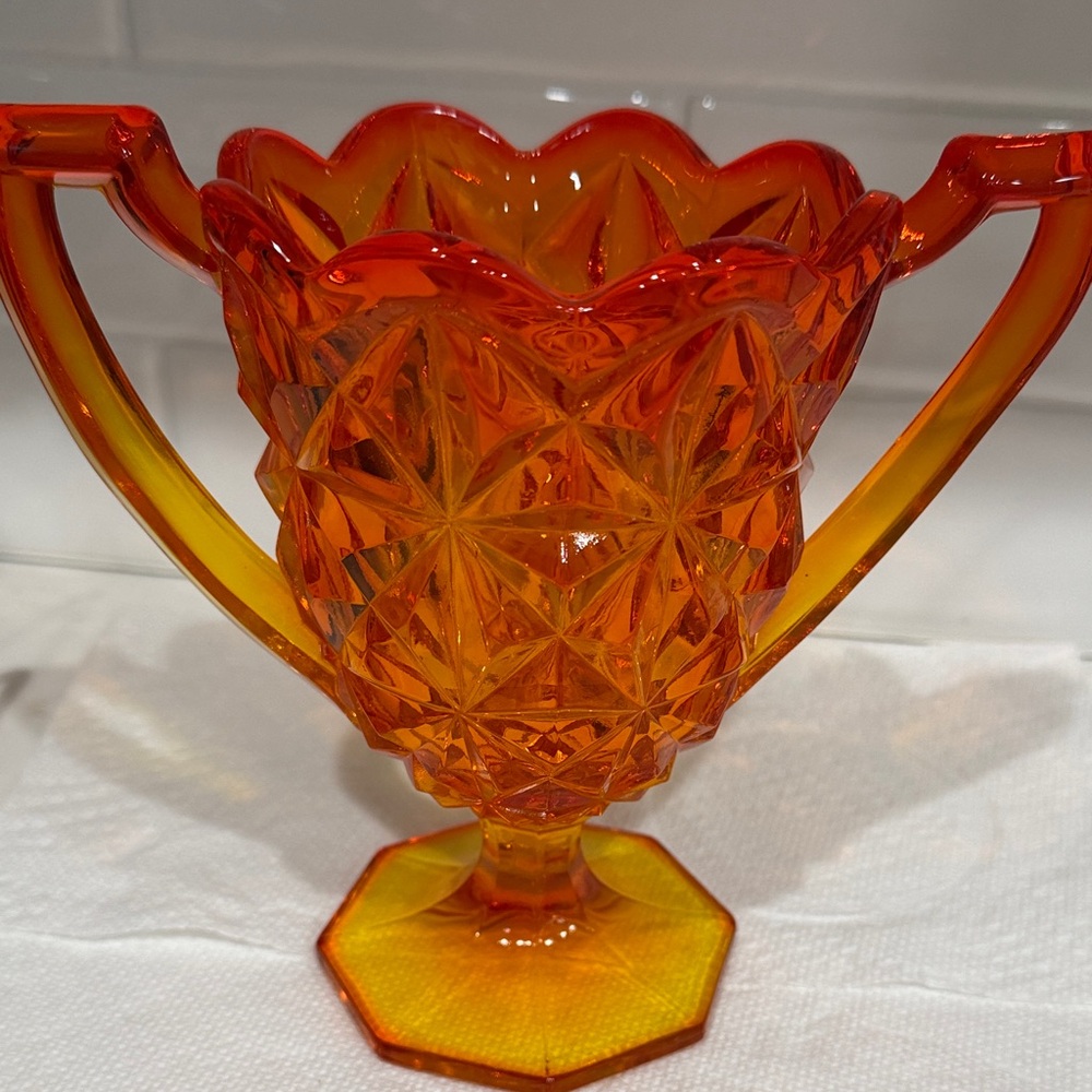 (Rare) Amberina Chalice Indiana Glass Trophy Vase